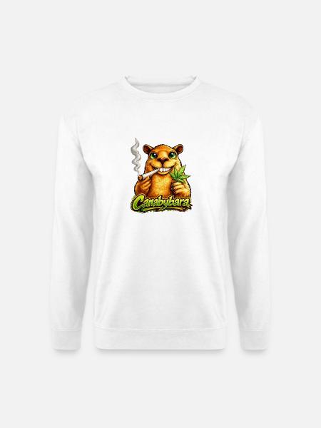 Canabybara - Capybara with cannabis leaf - Unisex Sweatshirt - white