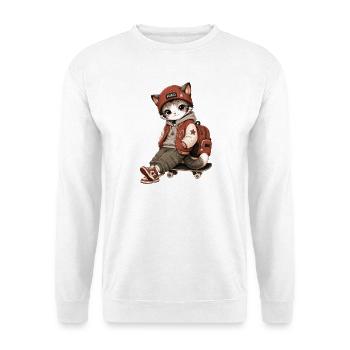 MIKO-Katze in Streetwear und Skateboarding - Unisex Pullover - Weiß - Vorne