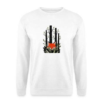 Renard qui regarde à travers les feuilles - Sweat-shirt Unisexe - blanc - Devant