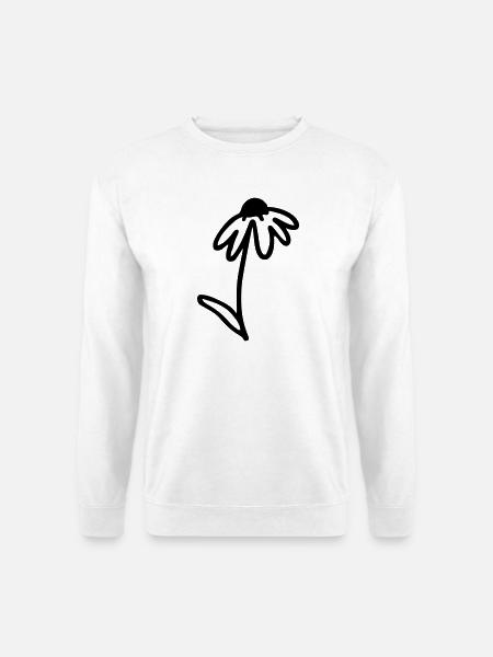 Blume One Line Art - Unisex Pullover - Weiß