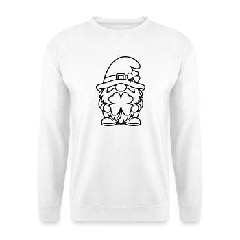 Cute dwarf with lucky clover - Unisex Sweatshirt - white - Front