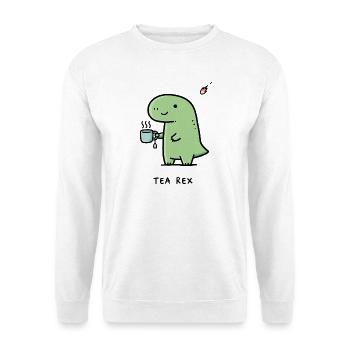 Kleiner Dino mit Kaffee - Unisex Pullover - Weiß - Vorne
