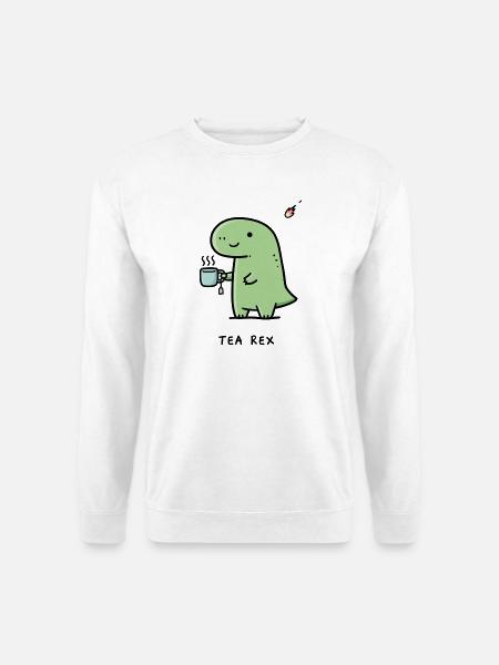 Kleiner Dino mit Kaffee - Unisex Pullover - Weiß