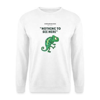Endometriose-Chamäleon "Hier gibt es nichts zu sehen" - Unisex Pullover - Weiß - Vorne - Alina (178cm) & Michal (187cm)