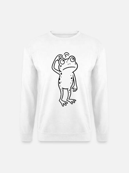 Verwirrter Frosch der sich am Kopf kratzt - Unisex Pullover - Weiß