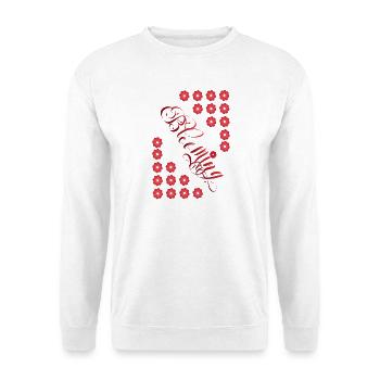 Blühende Liebe - Unisex Pullover - Weiß - Vorne - Alina (178cm) & Michal (187cm)