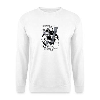 Snōpack Jack: Der Holzwolf auf Skiern - Unisex Pullover - Weiß - Vorne - Alina (178cm) & Michal (187cm)