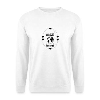 Einmal Fernweh immer Fernweh Reisespruch - Unisex Pullover - Weiß - Vorne - Alina (178cm) & Michal (187cm)