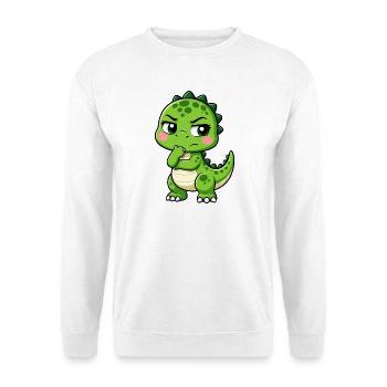 T Rex Nachdenklich Süßer Cartoon - Unisex Pullover - Weiß - Vorne - Alina (178cm) & Michal (187cm)