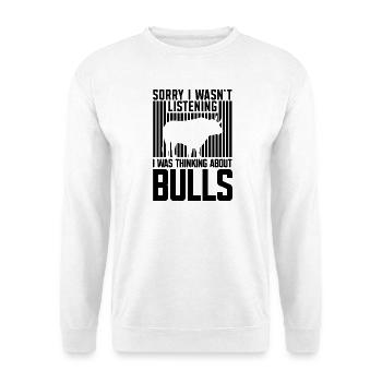 Stier Humor Spruch - Unisex Pullover - Weiß - Vorne - Alina (178cm) & Michal (187cm)