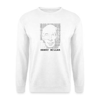 Henry Miller ASCII-Kunst. - Unisex Pullover - Weiß - Vorne - Alina (178cm) & Michal (187cm)