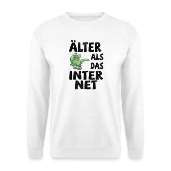 Älter als das Internet - Dino - Unisex Pullover - Weiß - Vorne - Alina (178cm) & Michal (187cm)