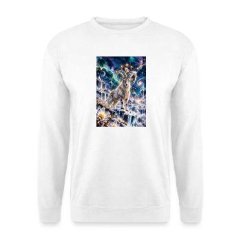 Kosmischer Steinbock im Sternmeer - Unisex Pullover - Weiß - Vorne - Alina (178cm) & Michal (187cm)