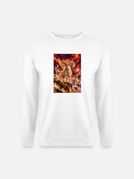 Kosmischer Widder im Sternenfeuer - Unisex Pullover - Weiß