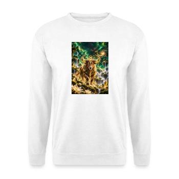 Kosmischer Stier der Sterne - Unisex Pullover - Weiß - Vorne - Alina (178cm) & Michal (187cm)