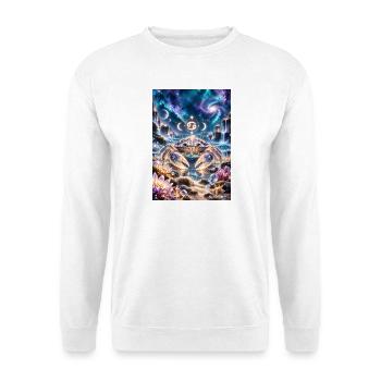 Kosmischer Krebs im Sternmeer - Unisex Pullover - Weiß - Vorne - Alina (178cm) & Michal (187cm)