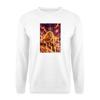 Löwe im kosmischen Feuerreich - Unisex Pullover - Weiß - Vorne - Alina (178cm) & Michal (187cm)