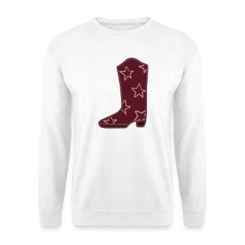 Sternen-Western-Stiefel - Unisex Pullover - Weiß - Vorne - Alina (178cm) & Michal (187cm)