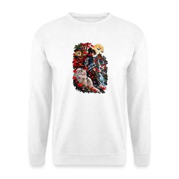 Samurai & Wolf – Weg des Kriegers - Unisex Pullover - Weiß - Vorne - Alina (178cm) & Michal (187cm)