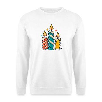 Kerzenrunde – Gemeinsam Licht gestalten - Unisex Pullover - Weiß - Vorne - Alina (178cm) & Michal (187cm)