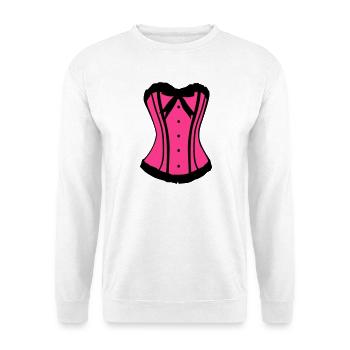 Pinker Korsett Noir-Kontrast - Unisex Pullover - Weiß - Vorne - Alina (178cm) & Michal (187cm)