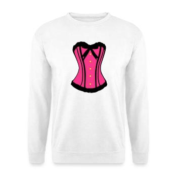 Rosa Korsett Pink Kontrast - Unisex Pullover - Weiß - Vorne - Alina (178cm) & Michal (187cm)