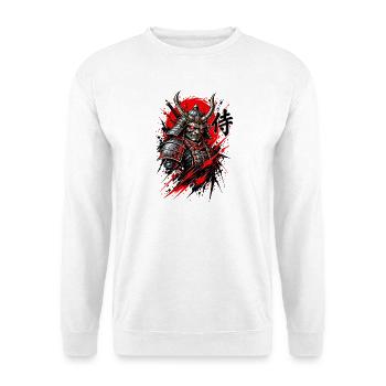 Samurai Krieger – Japanisches T-Shirt Design - Unisex Pullover - Weiß - Vorne - Alina (178cm) & Michal (187cm)