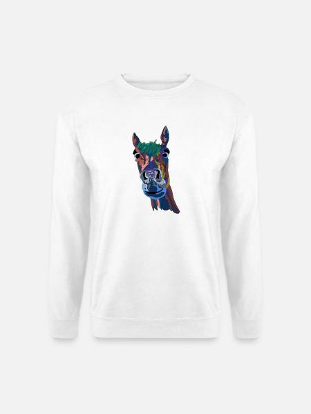 Buntes Pferdeporträt Farbschimmer - Unisex Pullover - Weiß