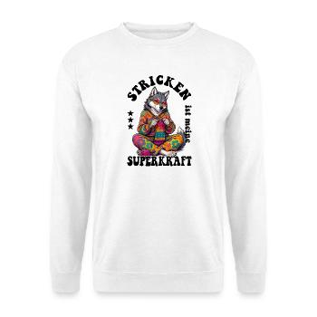 Stricken Strickerin Stricker - Unisex Pullover - Weiß - Vorne - Alina (178cm) & Michal (187cm)