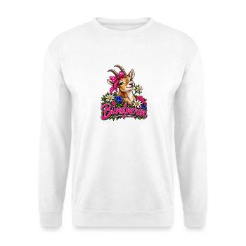 Bündnerin mit Blumenkranz - Unisex Pullover - Weiß - Vorne - Alina (178cm) & Michal (187cm)