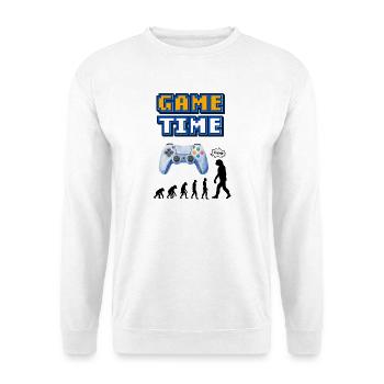 Game Time Retro Controller Entwicklung - Unisex Pullover - Weiß - Vorne - Alina (178cm) & Michal (187cm)