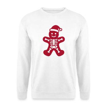 Skelett Lebkuchenmann Icon - Unisex Pullover - Weiß - Vorne - Alina (178cm) & Michal (187cm)