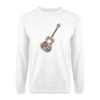 Gitarre Wortwolke - Rock & Roll Fingerpicking - Unisex Pullover - Weiß - Vorne - Alina (178cm) & Michal (187cm)