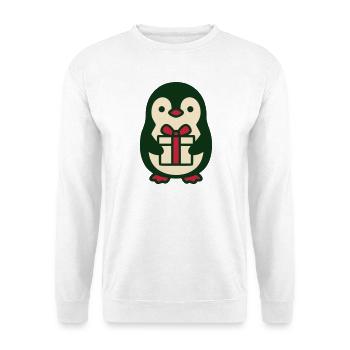 Pinguin Geschenk Clipart - Unisex Pullover - Weiß - Vorne - Alina (178cm) & Michal (187cm)