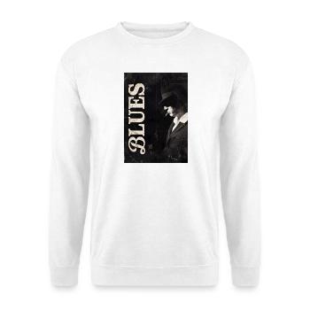 Gents Noir Vintage Blues Man - Unisex Pullover - Weiß - Vorne - Alina (178cm) & Michal (187cm)