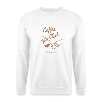 Coffee Club – Fueled by Caffeine Retro Kaffee  - Unisex Pullover - Weiß - Vorne - Alina (178cm) & Michal (187cm)