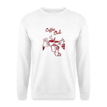 Coffee Club – Kaffeeliebe verbindet | Retro Kaffee - Unisex Pullover - Weiß - Vorne - Alina (178cm) & Michal (187cm)