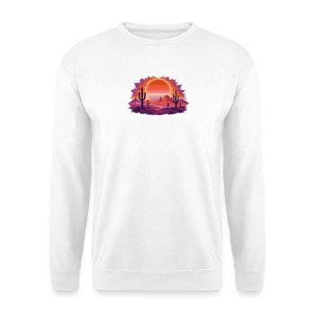 Retro Sonnenuntergang Wüstenlandschaft - Unisex Pullover - Weiß - Vorne - Alina (178cm) & Michal (187cm)