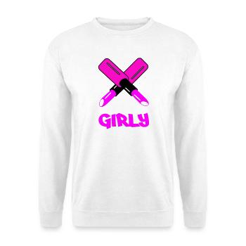 GIRLY Neon Cutout Typography - Unisex Pullover - Weiß - Vorne - Alina (178cm) & Michal (187cm)