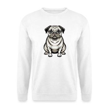Mopshund-Sitten - Unisex Pullover - Weiß - Vorne - Alina (178cm) & Michal (187cm)