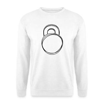Kettlebell handgezeichnet - Unisex Pullover - Weiß - Vorne - Alina (178cm) & Michal (187cm)