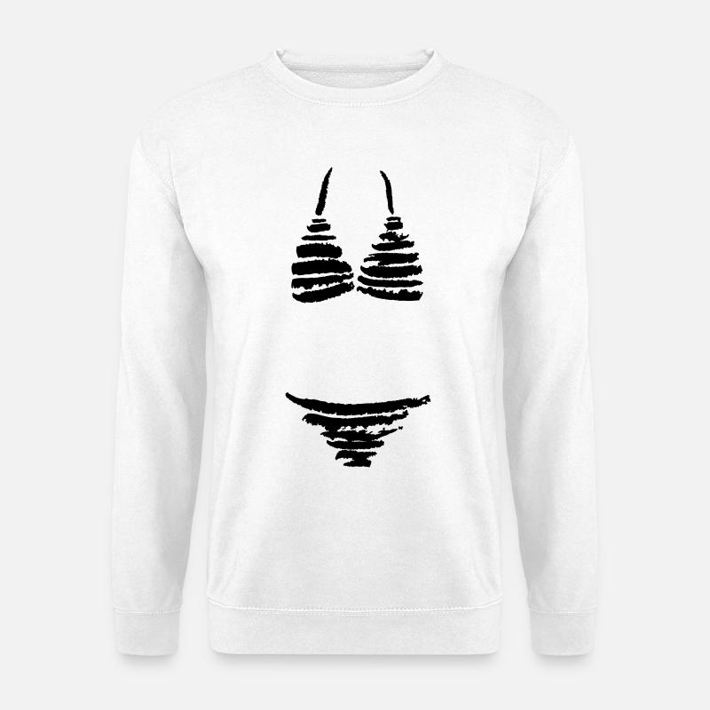 Gestreifter Bikini - Unisex Pullover - Weiß