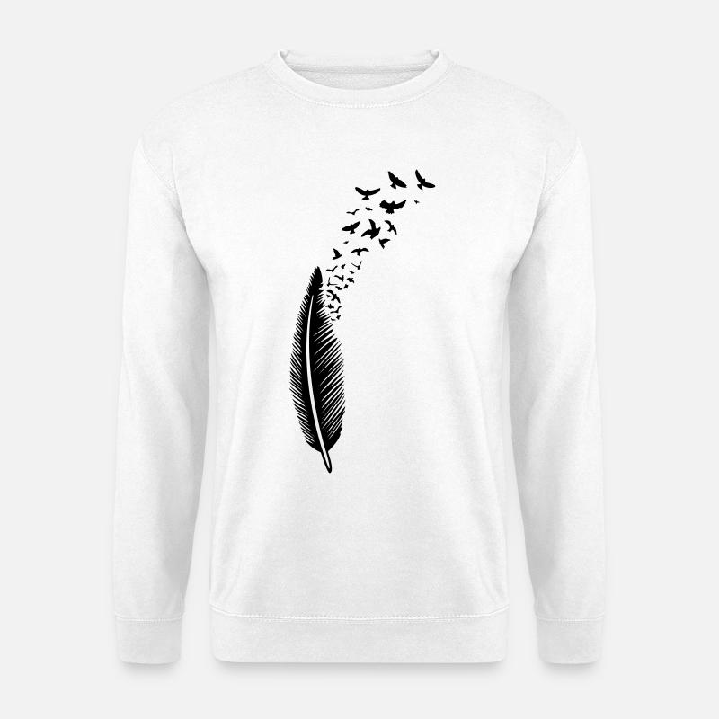 Feder und Vögel Vogelschwarm - Unisex Pullover - Weiß