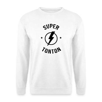 Super Tonton - Baptême - Anniversaire - Noël - Sweat-shirt Unisexe - blanc - Devant