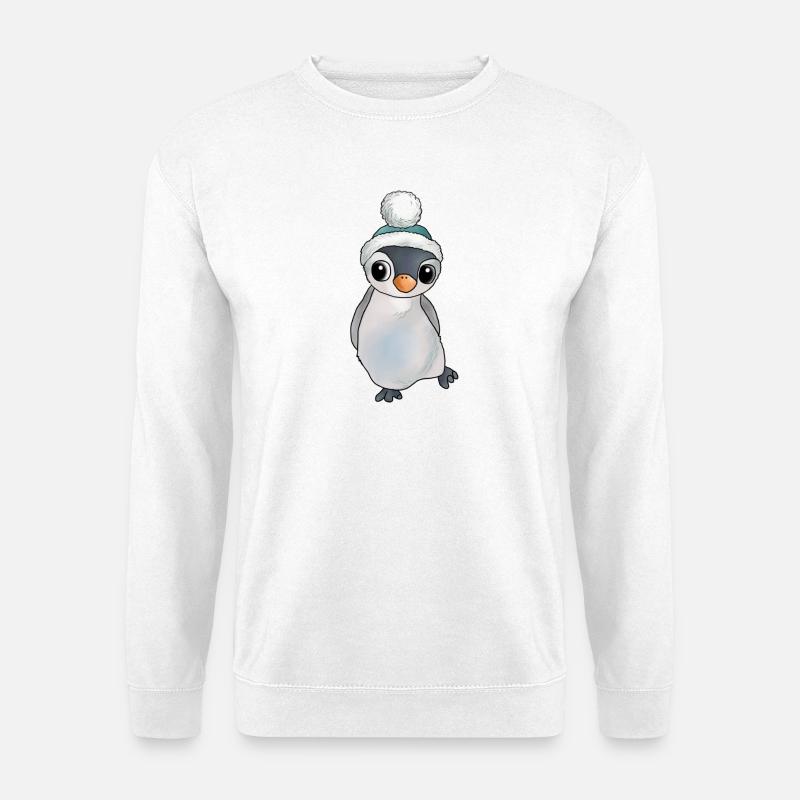 Pinguin mit Muetze - Unisex Pullover - Weiß