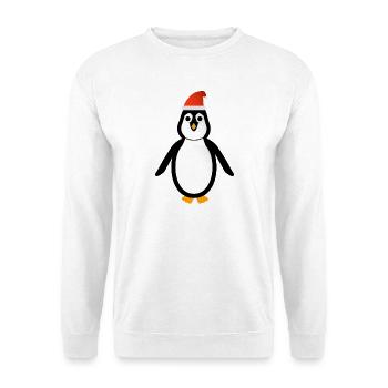 Penguin with Santa Claus hat- Penguin Xmas - Unisex Sweatshirt - white - Front