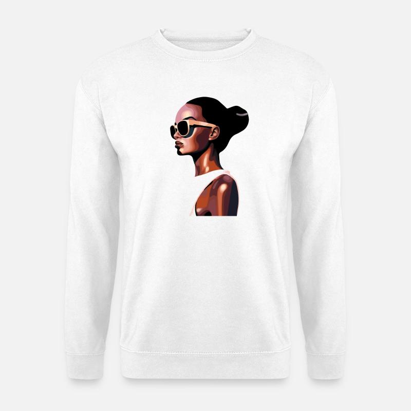 Portrait moderne élégant avec lunettes de soleil - Sweat-shirt Unisexe - blanc