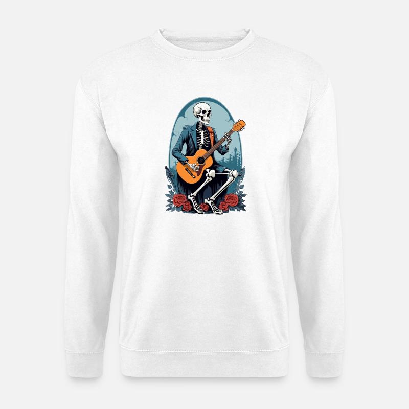 Skelett spielt Gitarre - Unisex Pullover - Weiß