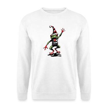 Tanzender Frosch mit Weihnachtsmütze - Unisex Pullover - Weiß - Vorne