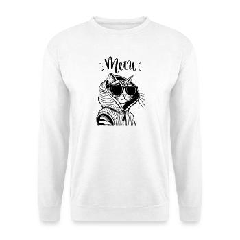 Sweat à capuche Miaou Chat avec lunettes de soleil - Sweat-shirt Unisexe - blanc - Devant
